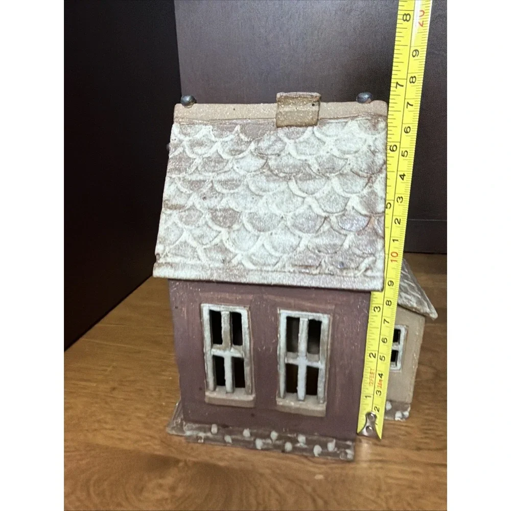 Ceramic Pottery Village Building Red School House Rustic 7